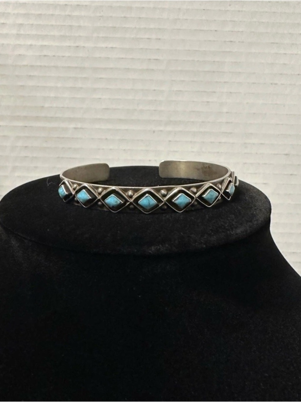 Rare Vintage Sterling And Turquoise Signed Frederick Chavez Cuff Bracelet